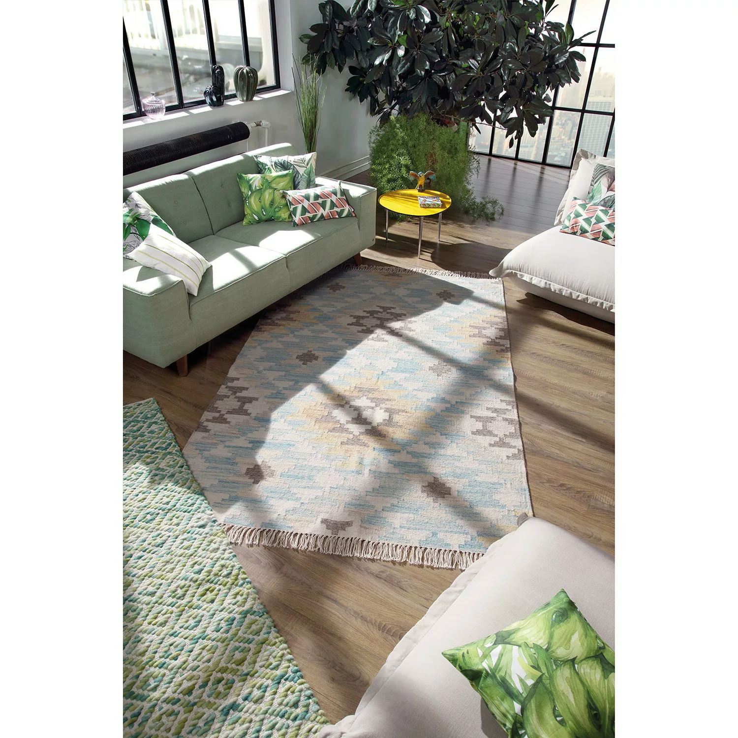 TOM TAILOR HOME Teppich »Check Kelim«, rechteckig, handgewebt, mit Fransen, günstig online kaufen