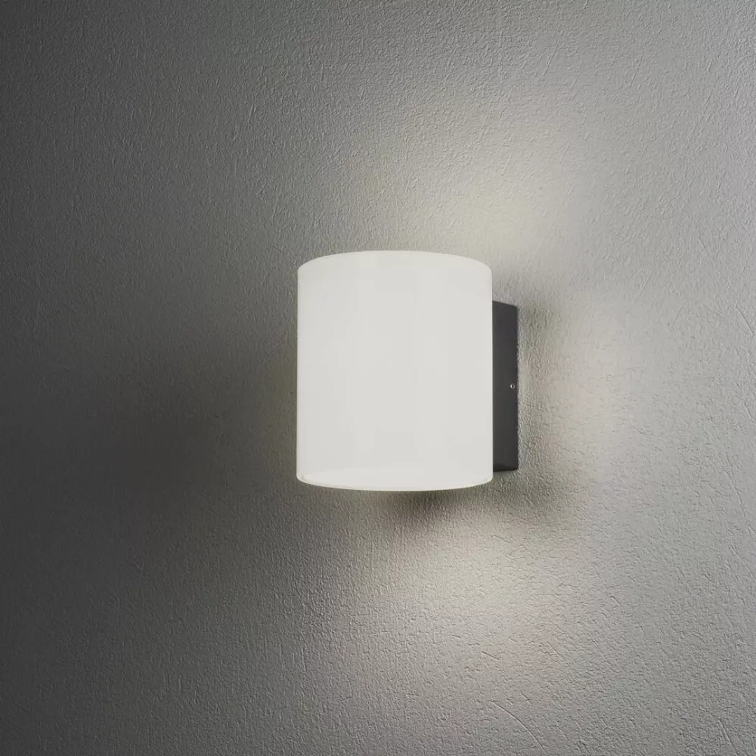 LED Außenwandleuchte aus Aluminium in Grau und Acrylglas in Weiß günstig online kaufen