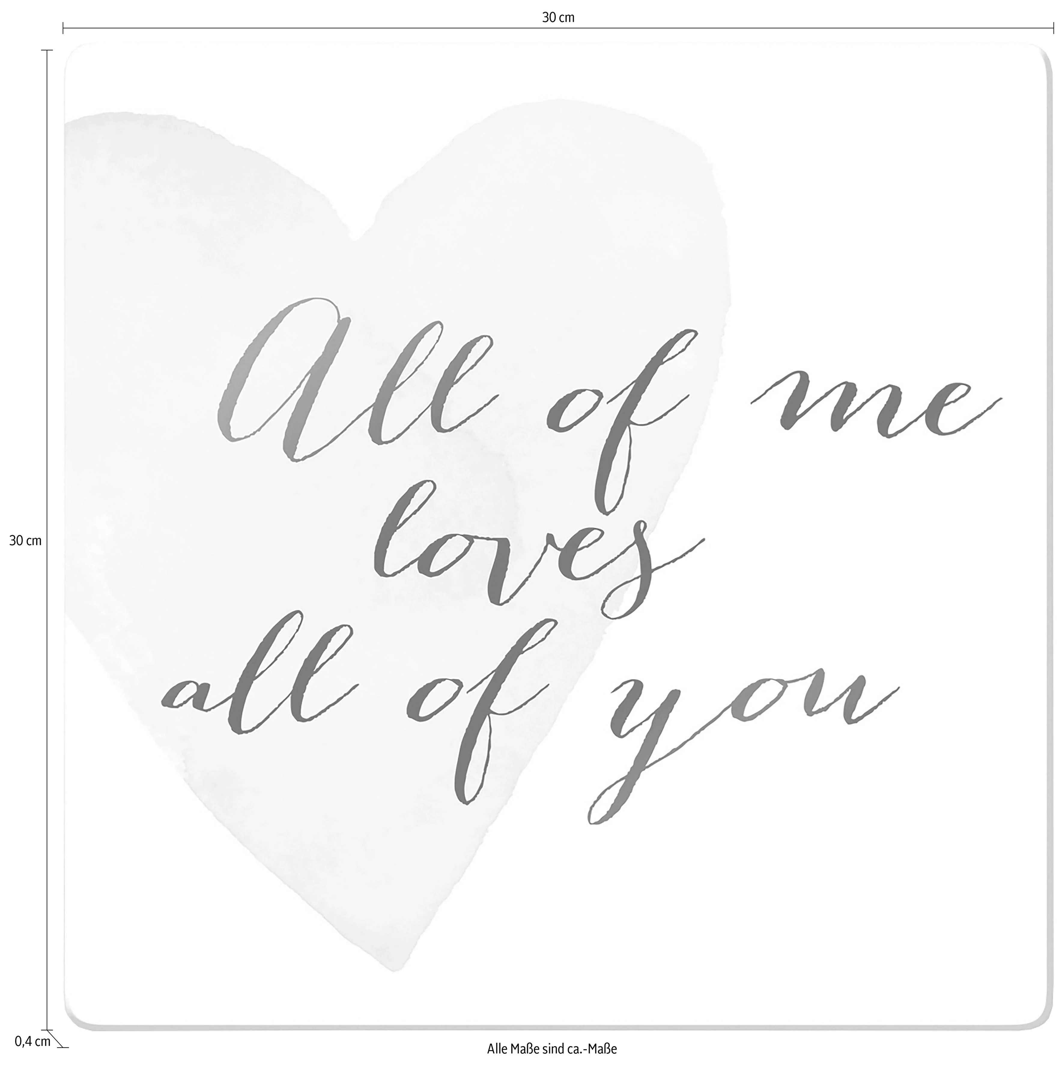 Wall-Art Glasbild »Confetti & Cream All of me loves all of you«, Abstrakt, günstig online kaufen
