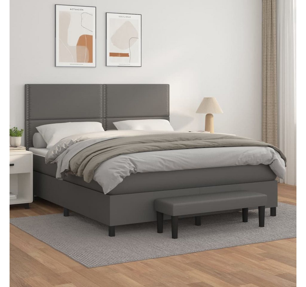 vidaXL Boxspringbett Boxspringbett mit Matratze und Fusshocker Kunstleder ( günstig online kaufen