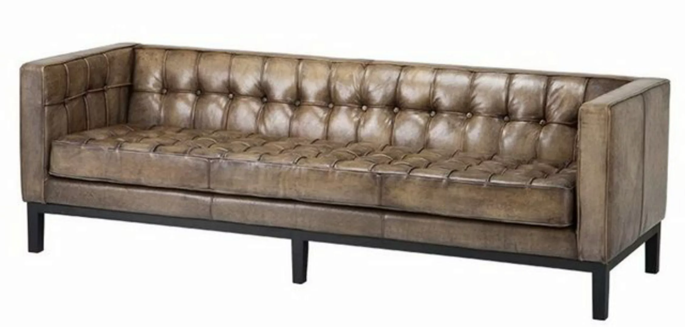 Casa Padrino Sofa Luxus Echt Leder Sofa Glasgow Vintage Leder Olive - 3 Sit günstig online kaufen