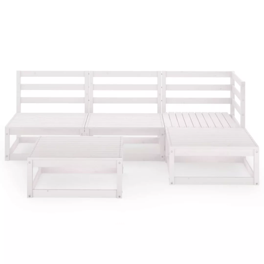 5-tlg. Garten-lounge-set Weiß Kiefer Massivholz günstig online kaufen