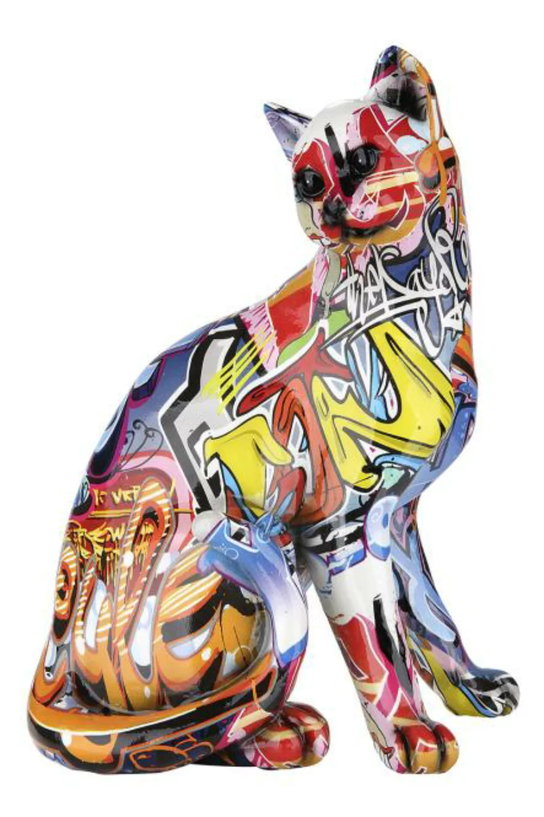 Deko-Figur Katze Street Art Graffiti Kunstharz ca. 16 cm x 21 cm x 29 cm vo günstig online kaufen