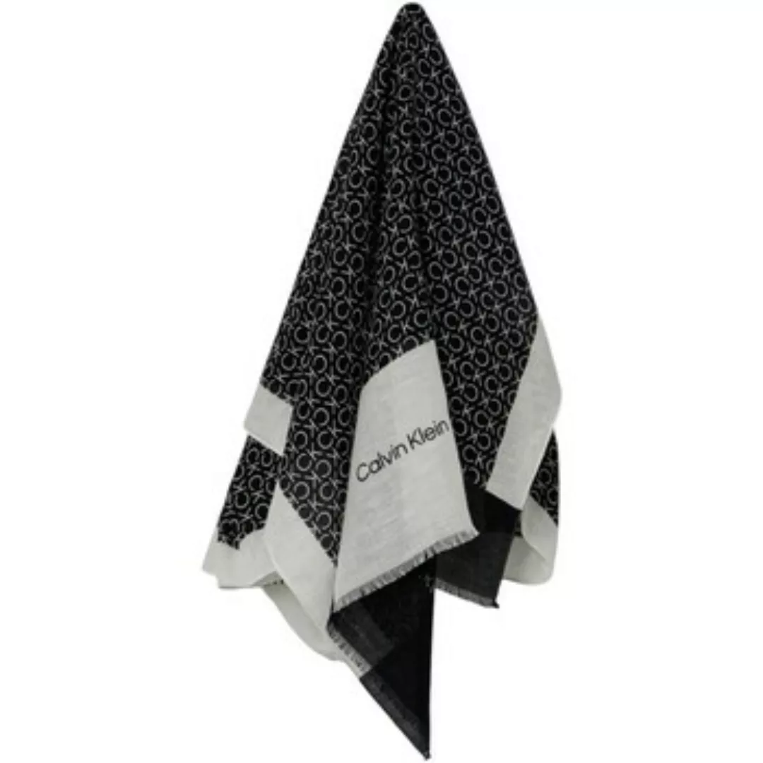 Calvin Klein Schal "GEO MINIMAL LOGO LINEN STOLE", Logoprägung, ausgefranst günstig online kaufen