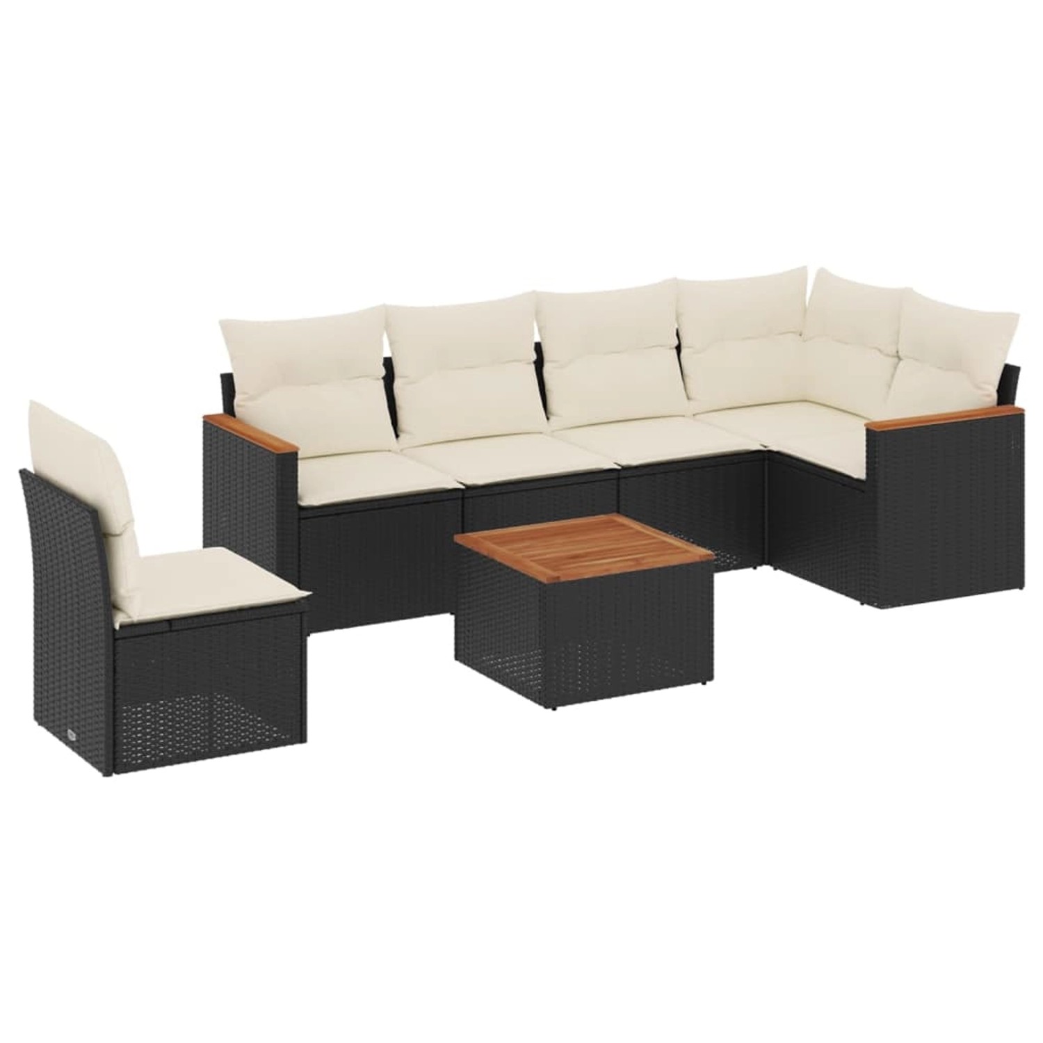 vidaXL 7-Tlg Garten-Sofagarnitur mit Kissen Schwarz Poly Rattan 3226021 günstig online kaufen