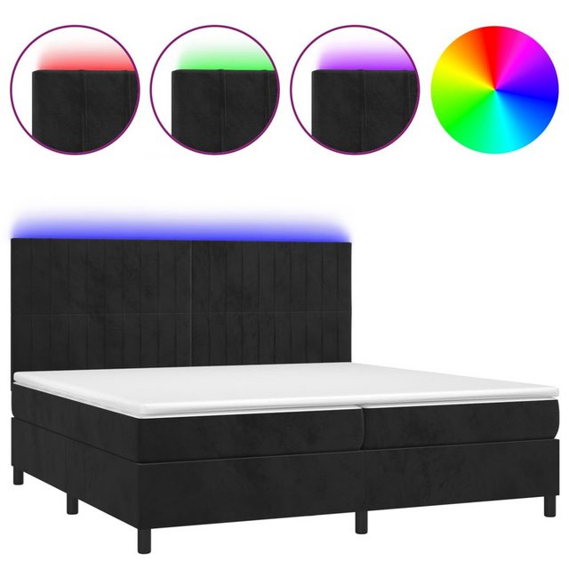 vidaXL Boxspringbett Boxspringbett mit Matratze & LED Samt (200 x 200 cm, S günstig online kaufen