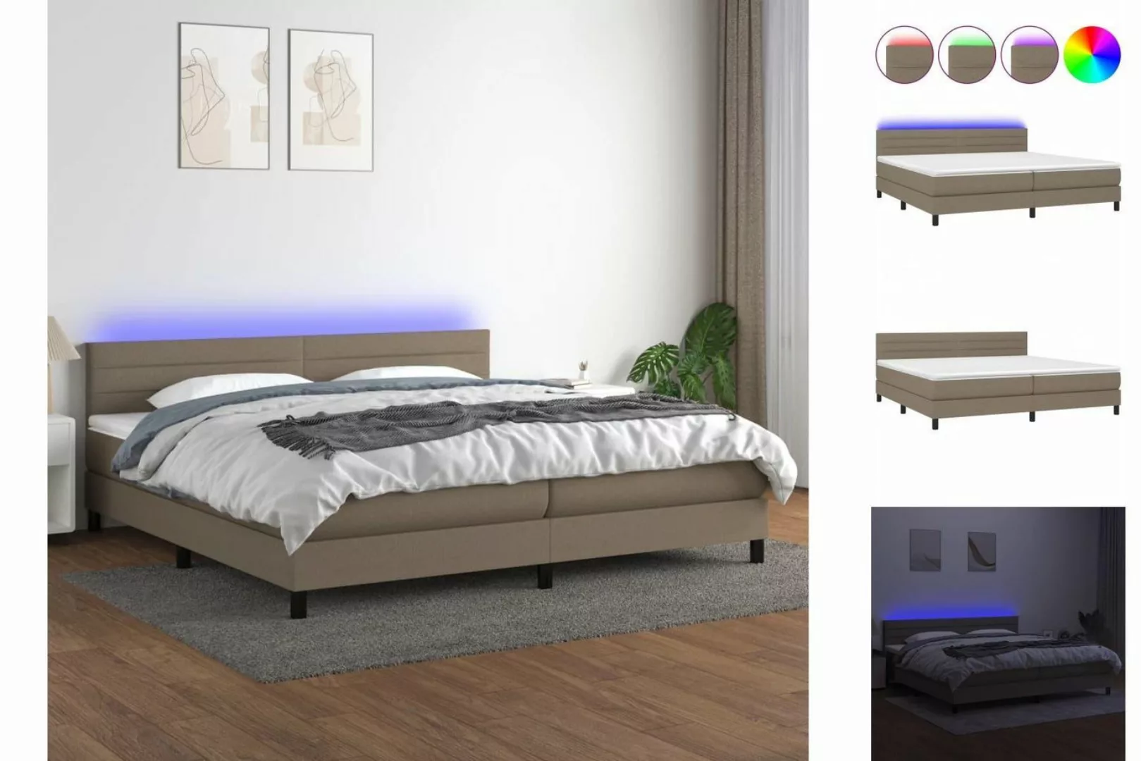 vidaXL Boxspringbett Bett Boxspringbett komplett mit Matratze & LED Stoff ( günstig online kaufen