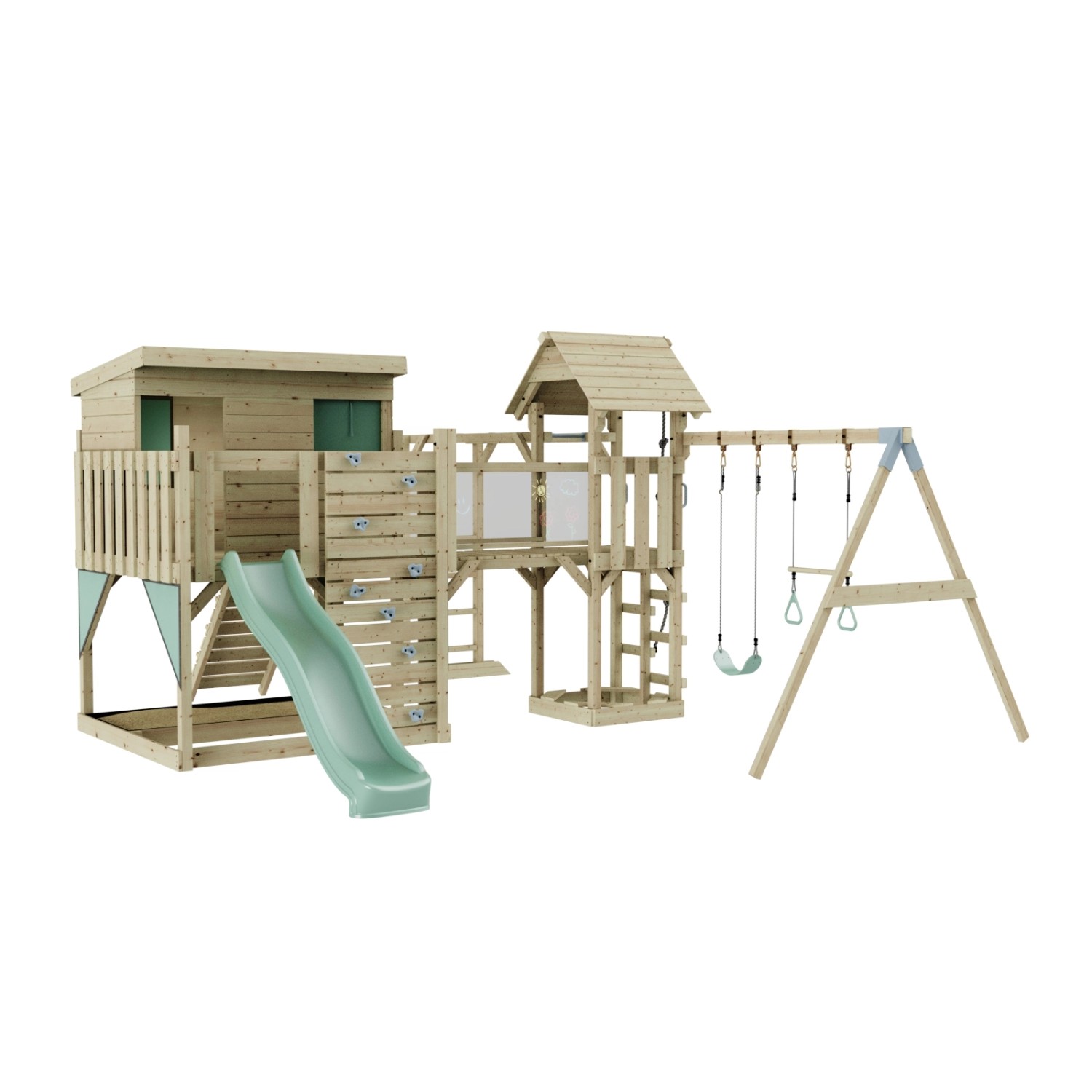 OutdoorToys Spielturm Johanna mit Trapezschaukel Mintgrün günstig online kaufen