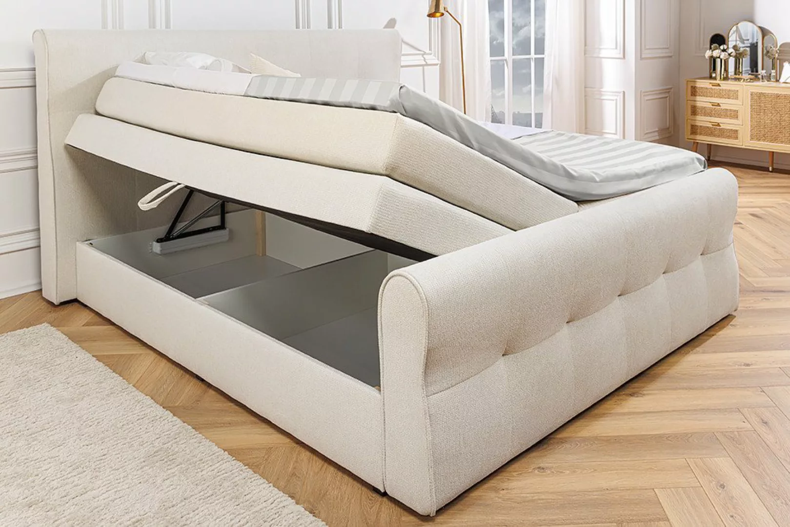 riess-ambiente Boxspringbett SIGNUM 180x200cm creme · Kingsize (Einzelartik günstig online kaufen