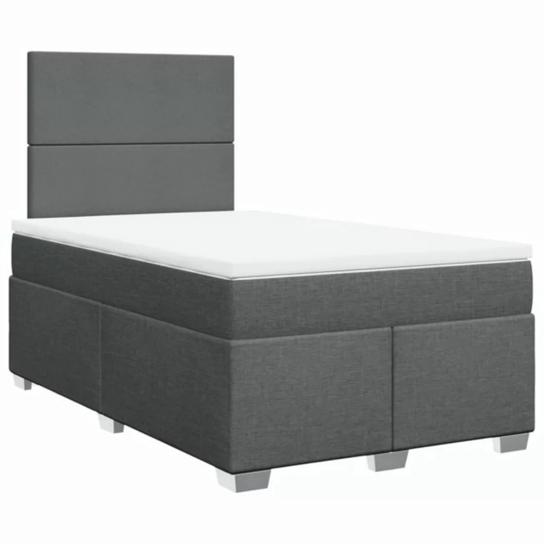 vidaXL Boxspringbett, Boxspringbett mit Matratze Dunkelgrau 120x200 cm Stof günstig online kaufen