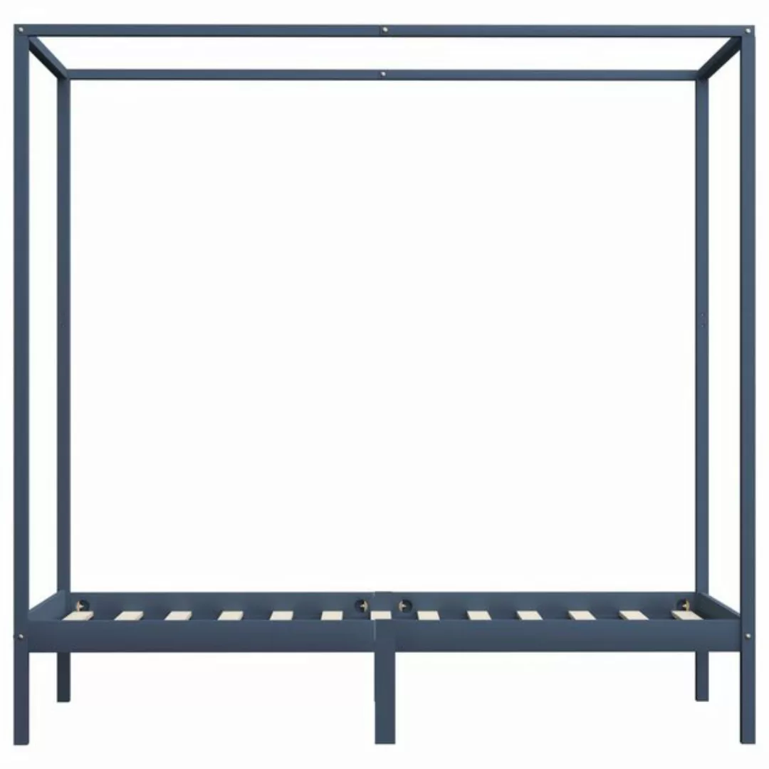 furnicato Bettgestell Himmelbett-Gestell Grau Massivholz Kiefer 90 x 200 cm günstig online kaufen