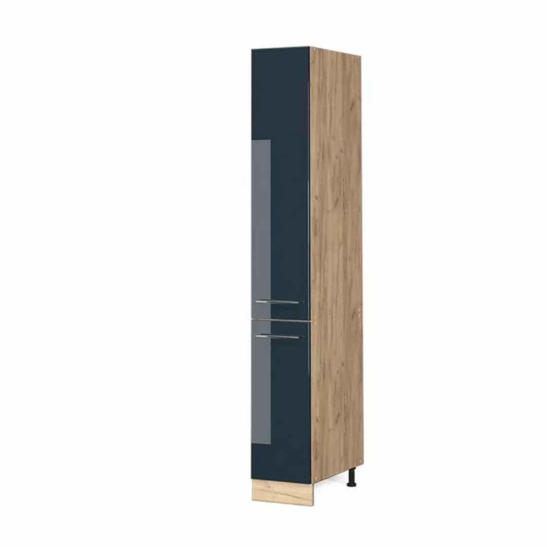 Vicco Hochschrank Fame-Line, Dunkelblau Hochglanz/Goldkraft Eiche, 30 cm günstig online kaufen