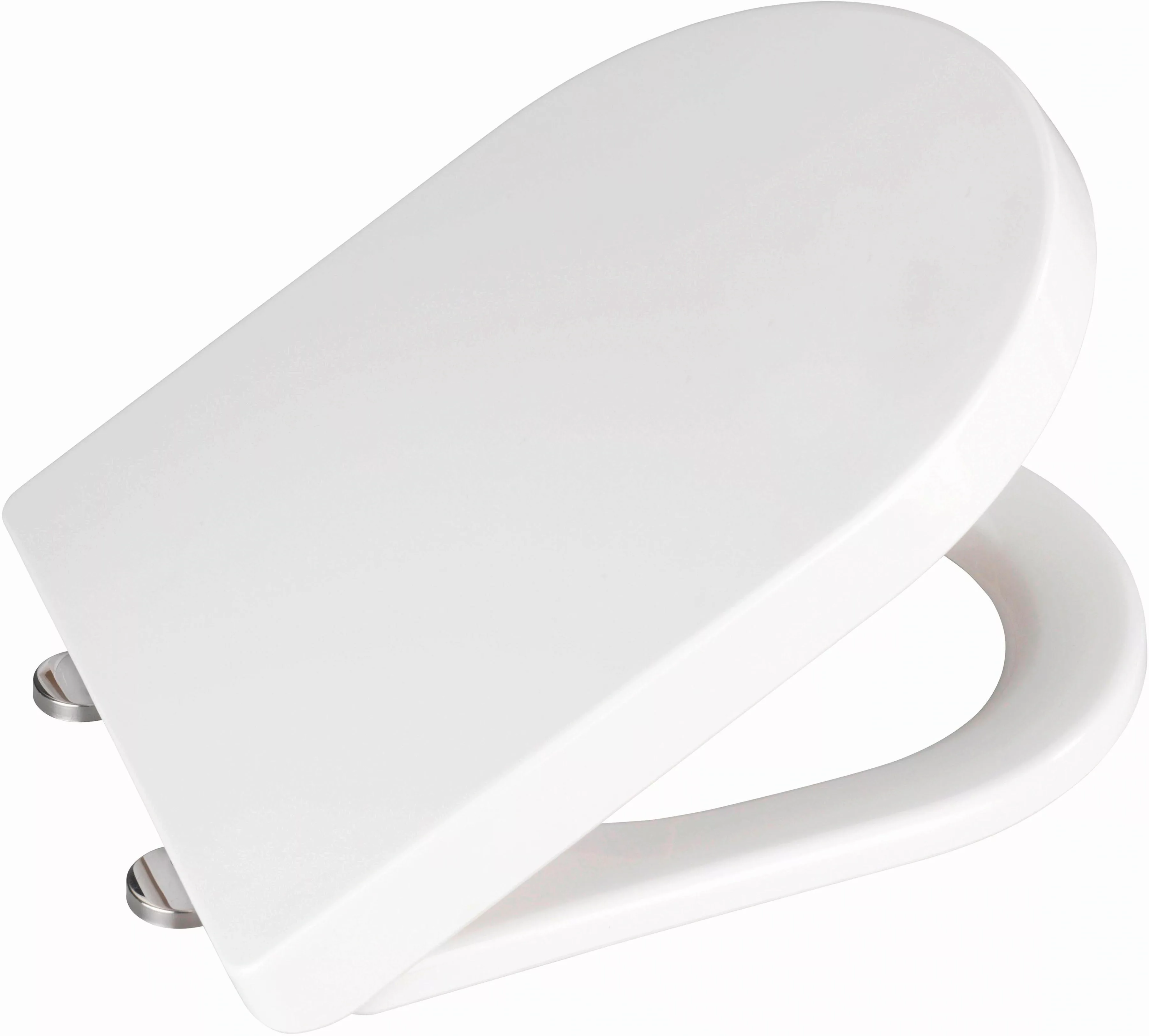 WENKO Premium WC-Sitz Calla, Thermoplast weiß, mit Absenkautomatik silber/w günstig online kaufen