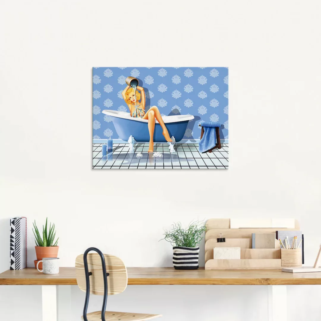 Artland Glasbild "Das sexy blaue Badezimmer", Frau, (1 St.), in verschieden günstig online kaufen