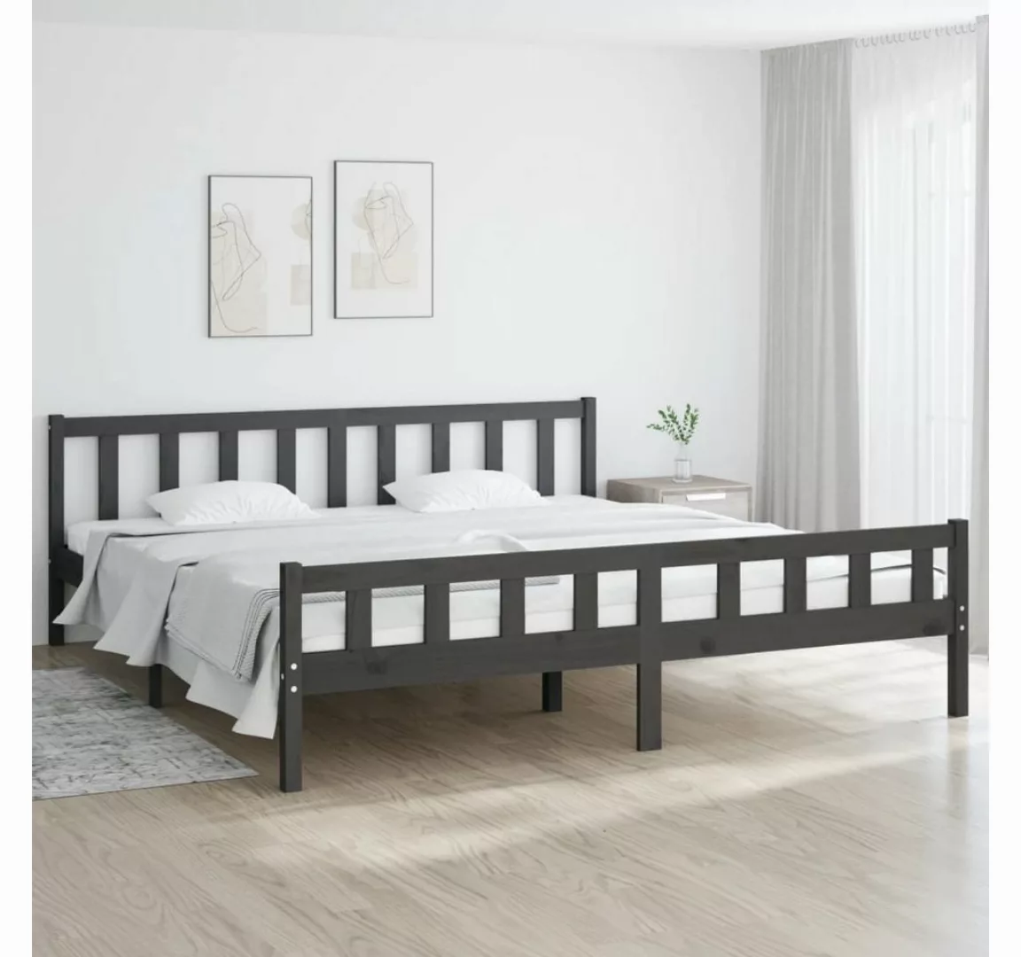 furnicato Bett Massivholzbett Grau 200x200 cm günstig online kaufen