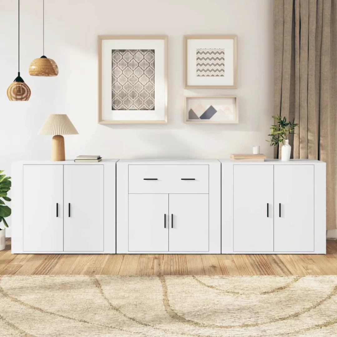 Vidaxl Sideboards 3 Stk. Weiß Holzwerkstoff günstig online kaufen