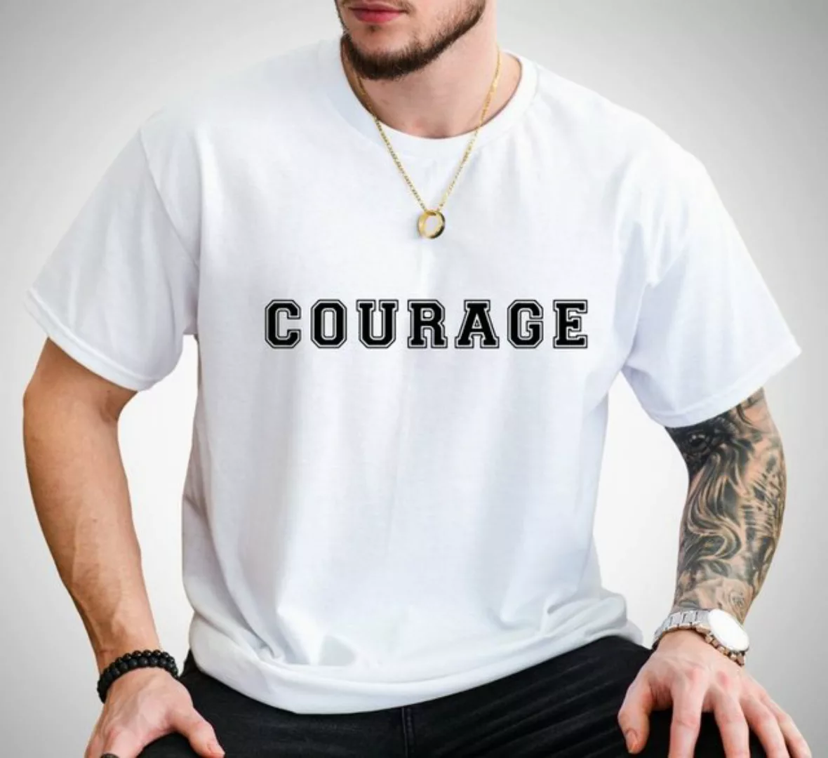 Quality Elegance Print-Shirt COURAGE Cotton Basic T-Shirt, Kurzarmshirt günstig online kaufen