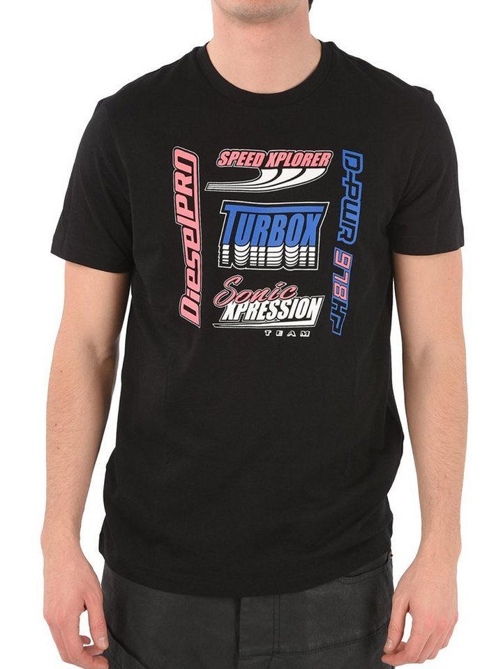 Diesel Rundhalsshirt Logo Print Shirt Schwarz - T-DIEGOS-K38 günstig online kaufen