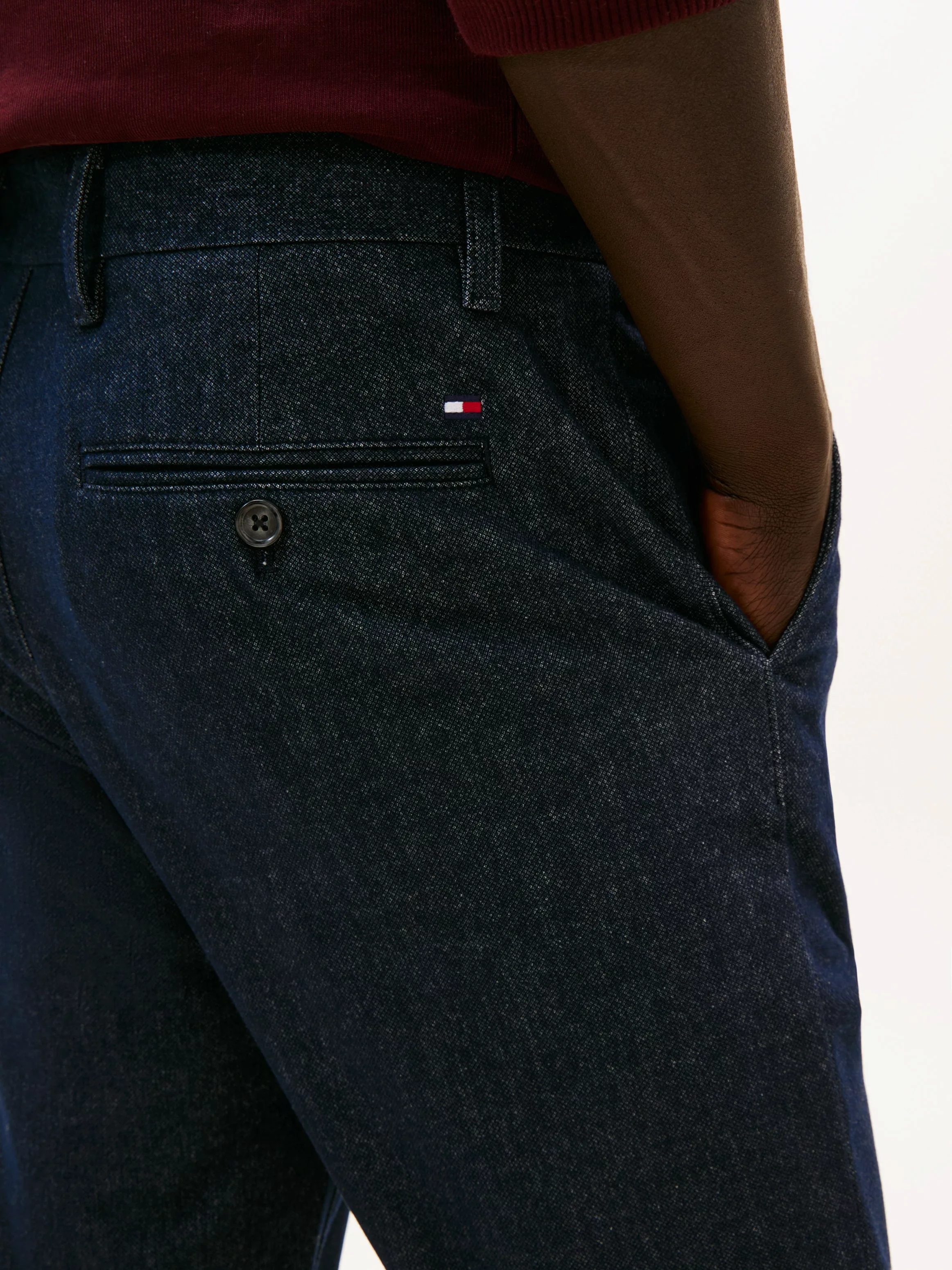 Tommy Hilfiger Chinohose "BLEECKER BRUSHED MARL", Slim Fit, gebürstete Mela günstig online kaufen
