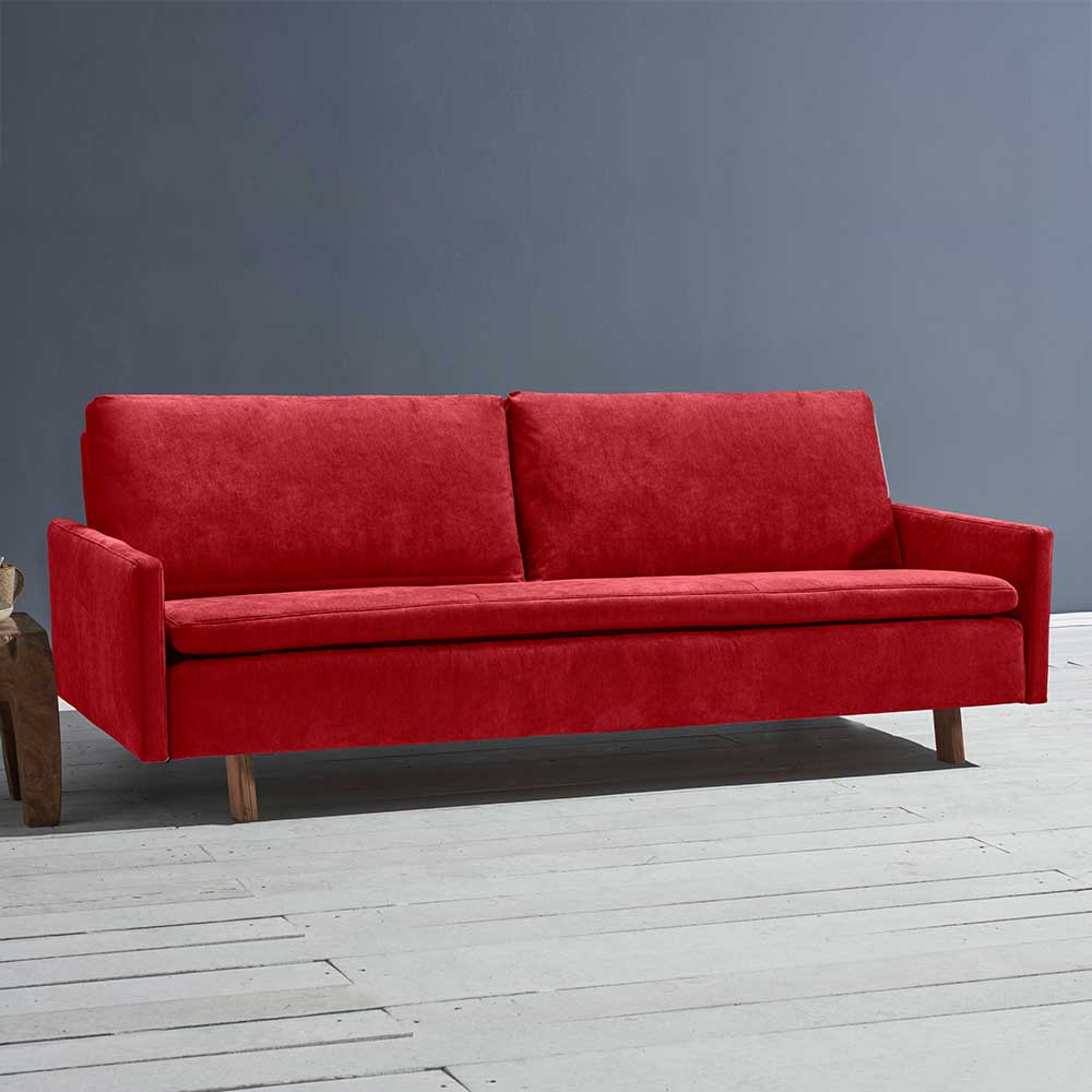 Ausklappbares Sofa rot mit Armlehnen Made in Germany günstig online kaufen