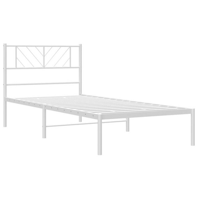 vidaXL Bettgestell Bettrahmen mit Kopfteil Metall Weiß 90x200 cm Bett Bettg günstig online kaufen