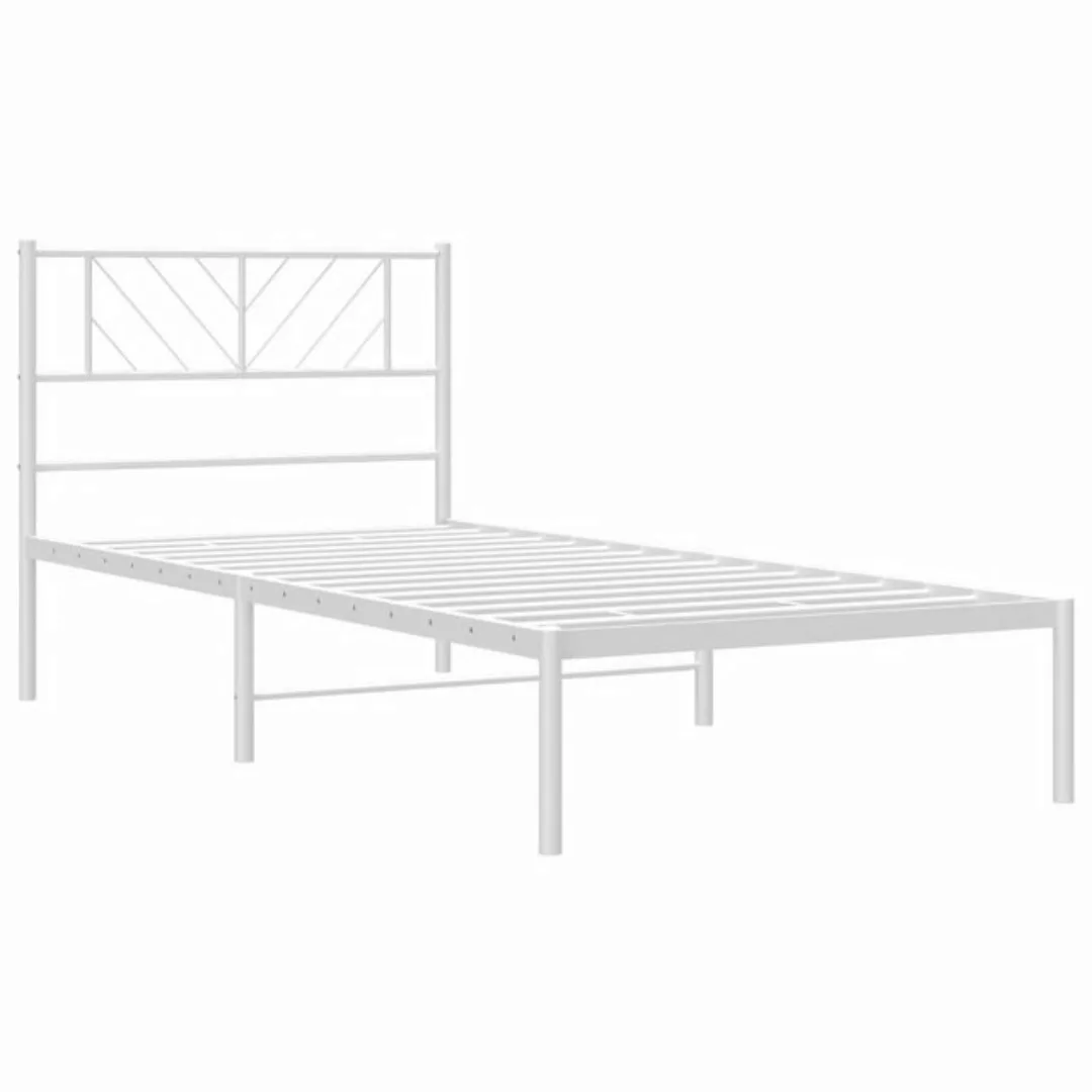 vidaXL Bettgestell Bettrahmen mit Kopfteil Metall Weiß 90x200 cm Bett Bettg günstig online kaufen