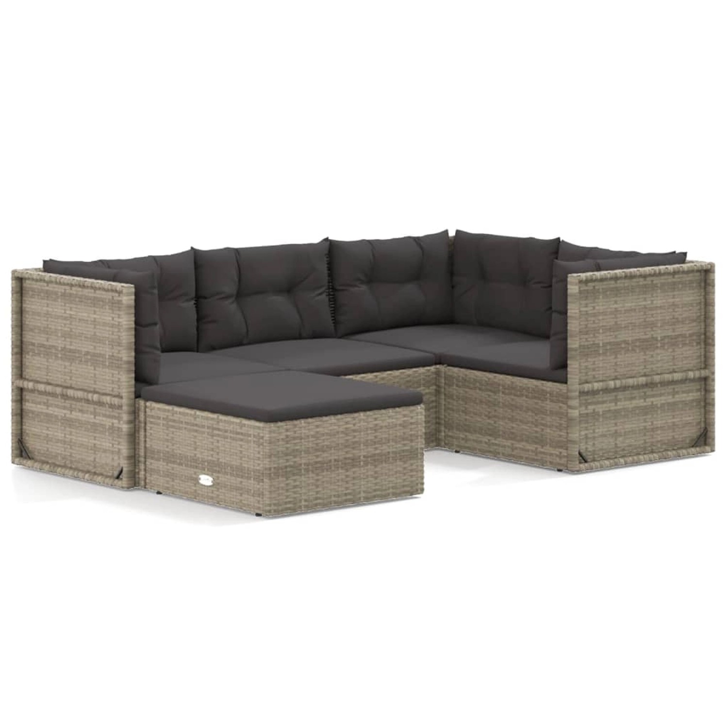 vidaXL 5-tlg Garten-Lounge-Set mit Kissen Grau Poly Rattan Modell 28 günstig online kaufen