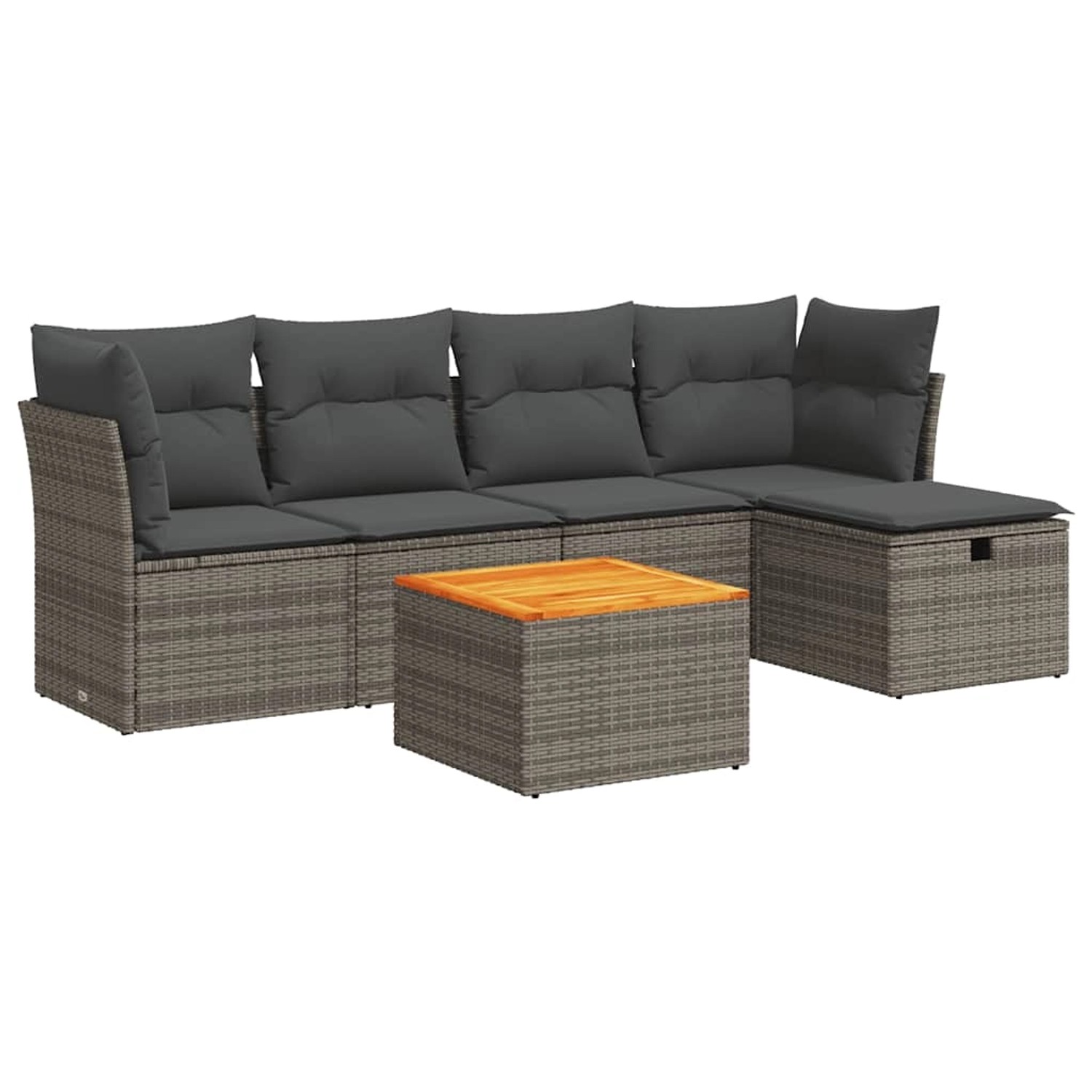 vidaXL 6-Tlg Garten-Sofagarnitur mit Kissen Grau Poly Rattan 3325756 günstig online kaufen