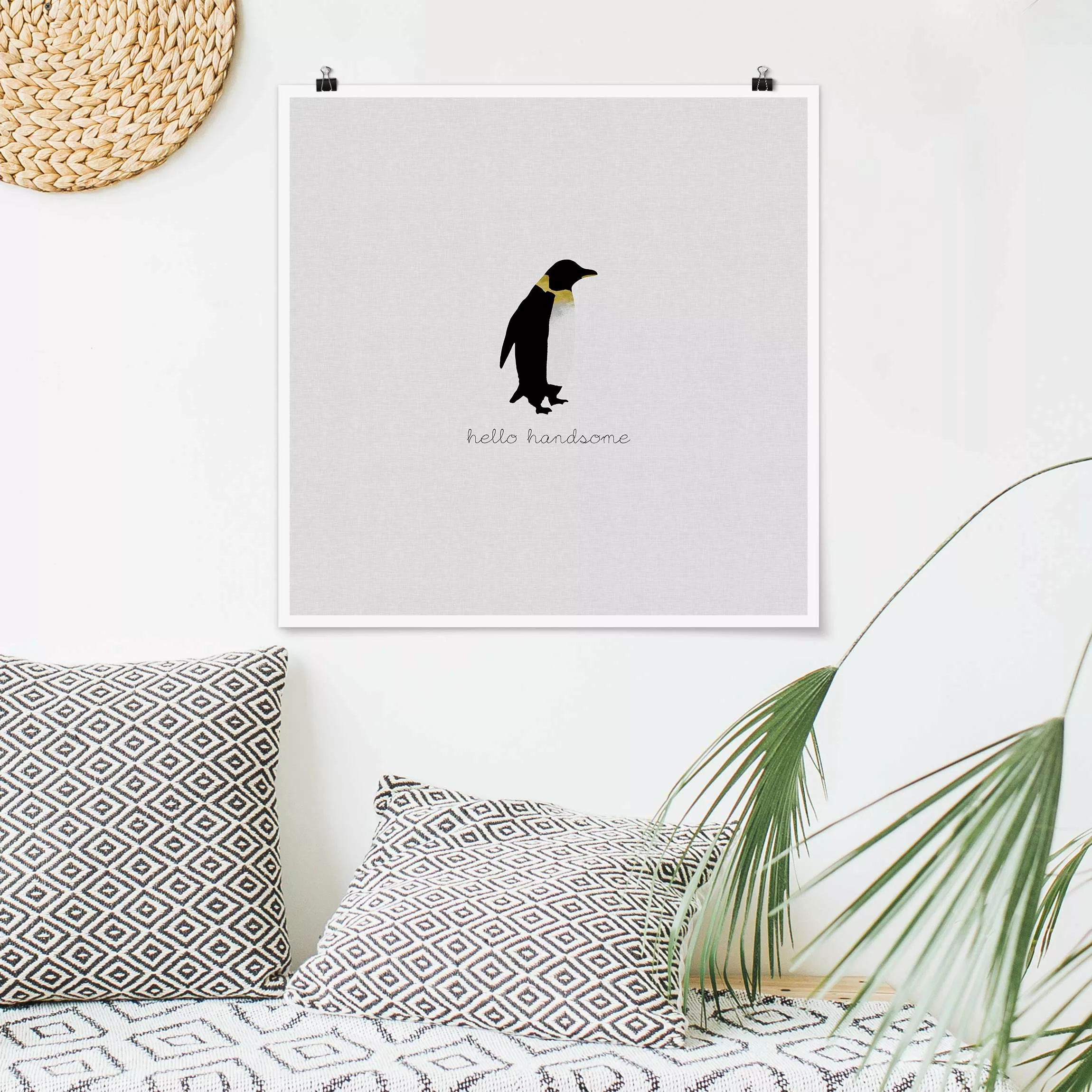 Poster Pinguin Zitat Hello Handsome günstig online kaufen