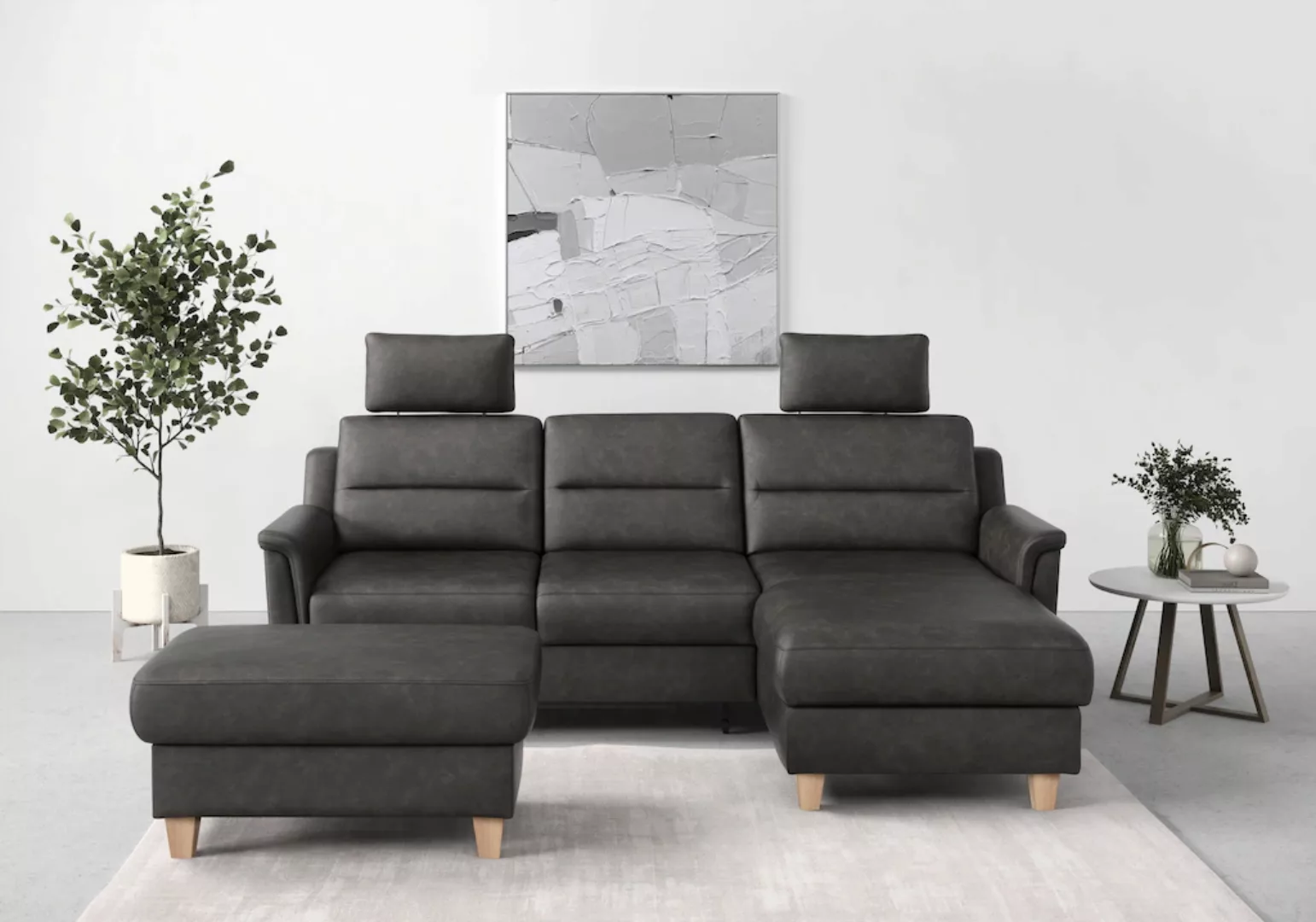 sit&more Ecksofa "Farö L-Form", inklusive Federkern, wahlweise mit Bettfunk günstig online kaufen