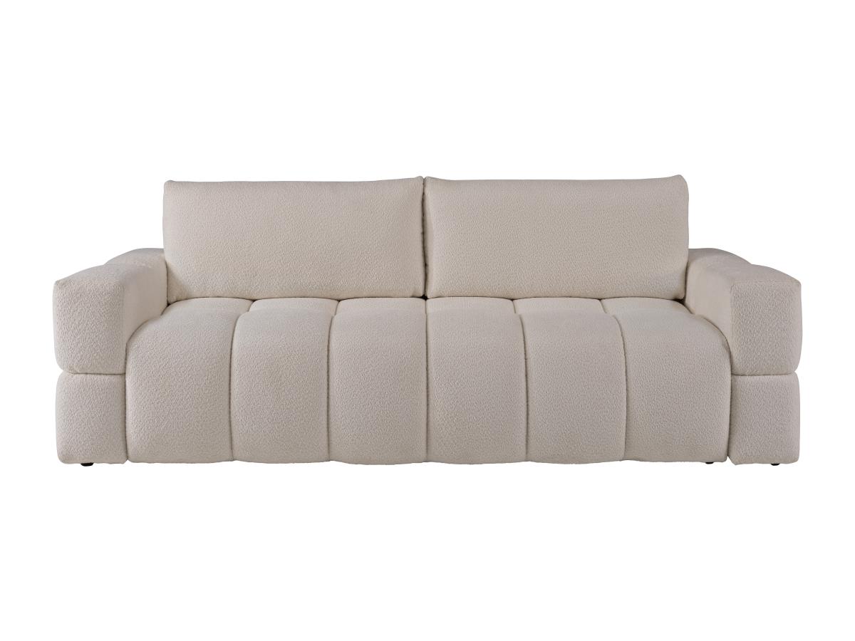 Sofa 3-Sitzer mit Schlaffunktion - Bouclé - Stoff - Cremefarben - ISSORO II günstig online kaufen