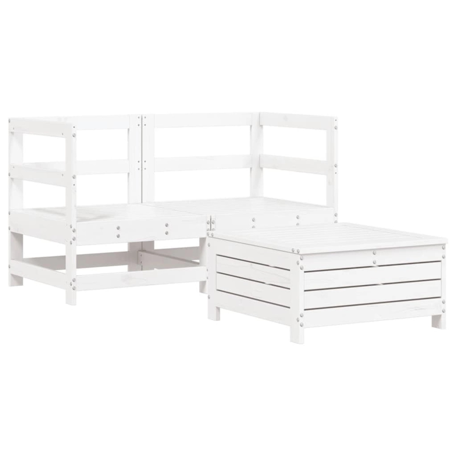 vidaXL 3-Tlg Garten-Sofagarnitur Weiß Massivholz Kiefer 3250753 günstig online kaufen