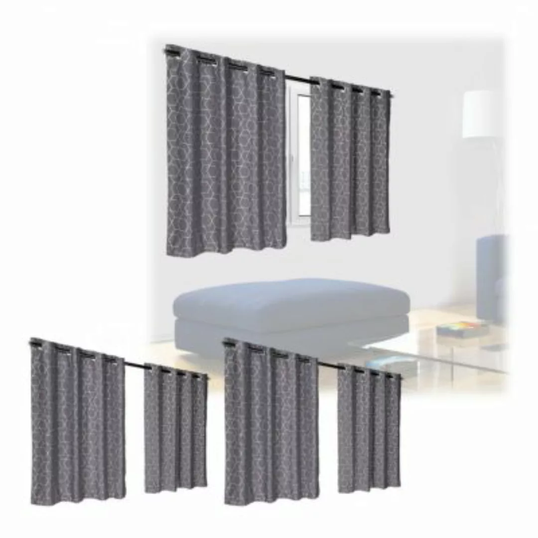 relaxdays 6 x Vorhang mit Muster 120 x 135 cm grau günstig online kaufen