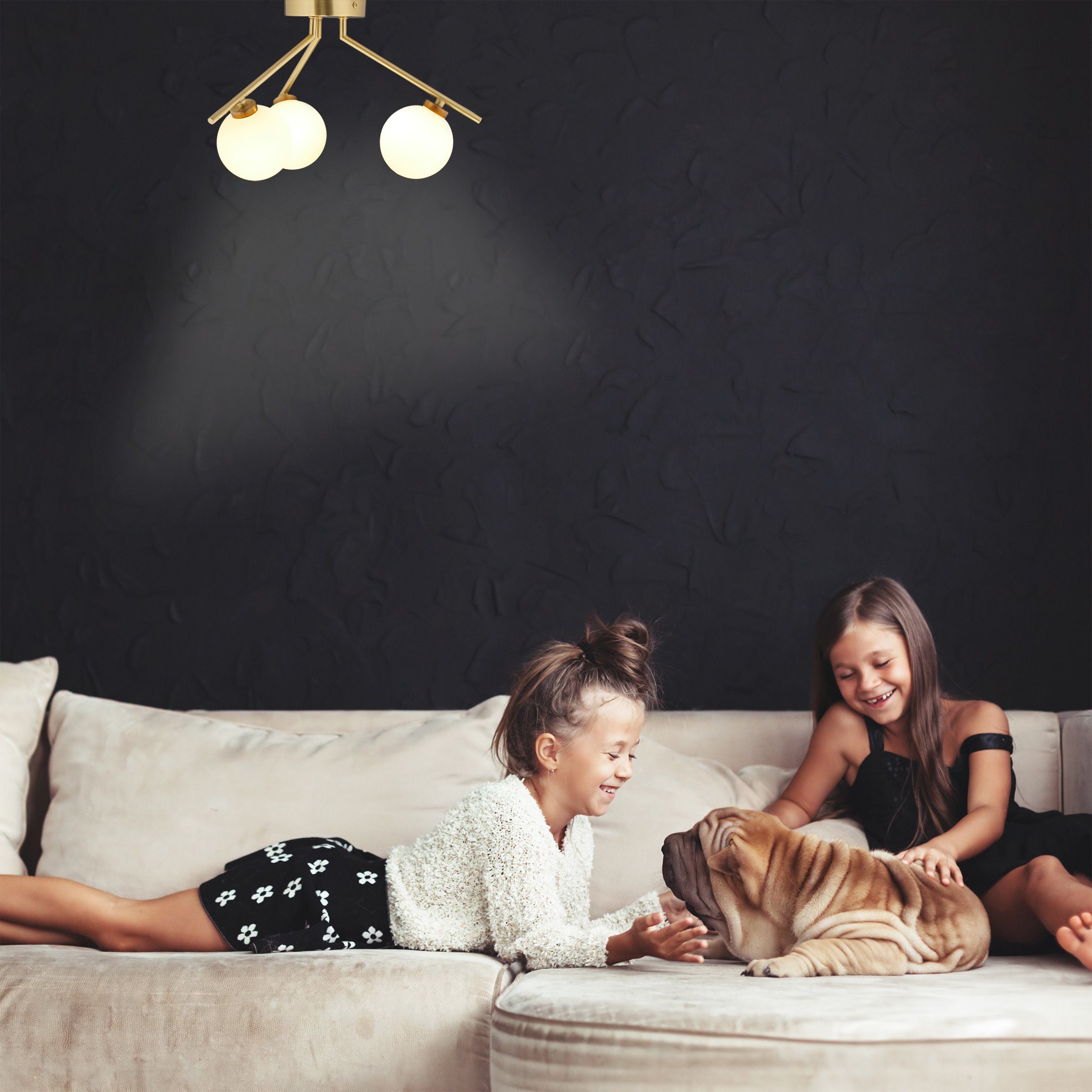 relaxdays Deckenleuchte Deckenlampe mit 3 Kugeln günstig online kaufen