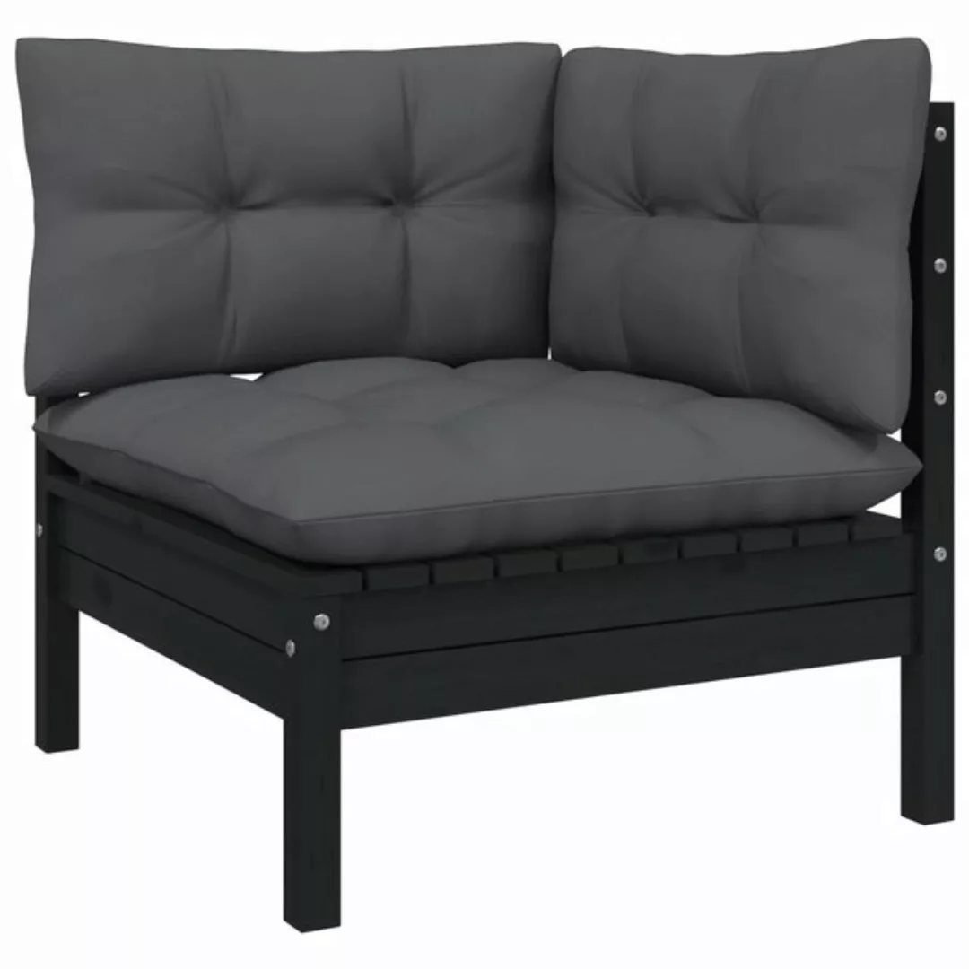 2-sitzer-gartensofa Mit Kissen Schwarz Massivholz Kiefer günstig online kaufen