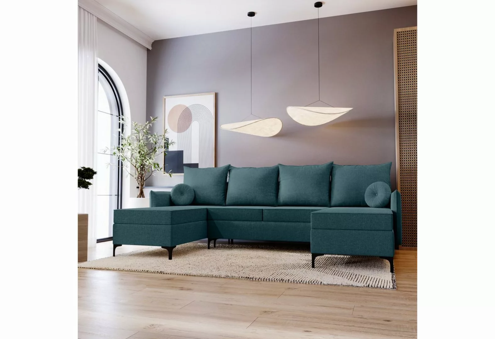 99rooms Wohnlandschaft Savannah, U-Form, Couch, mit Bettfunktion und Bettka günstig online kaufen