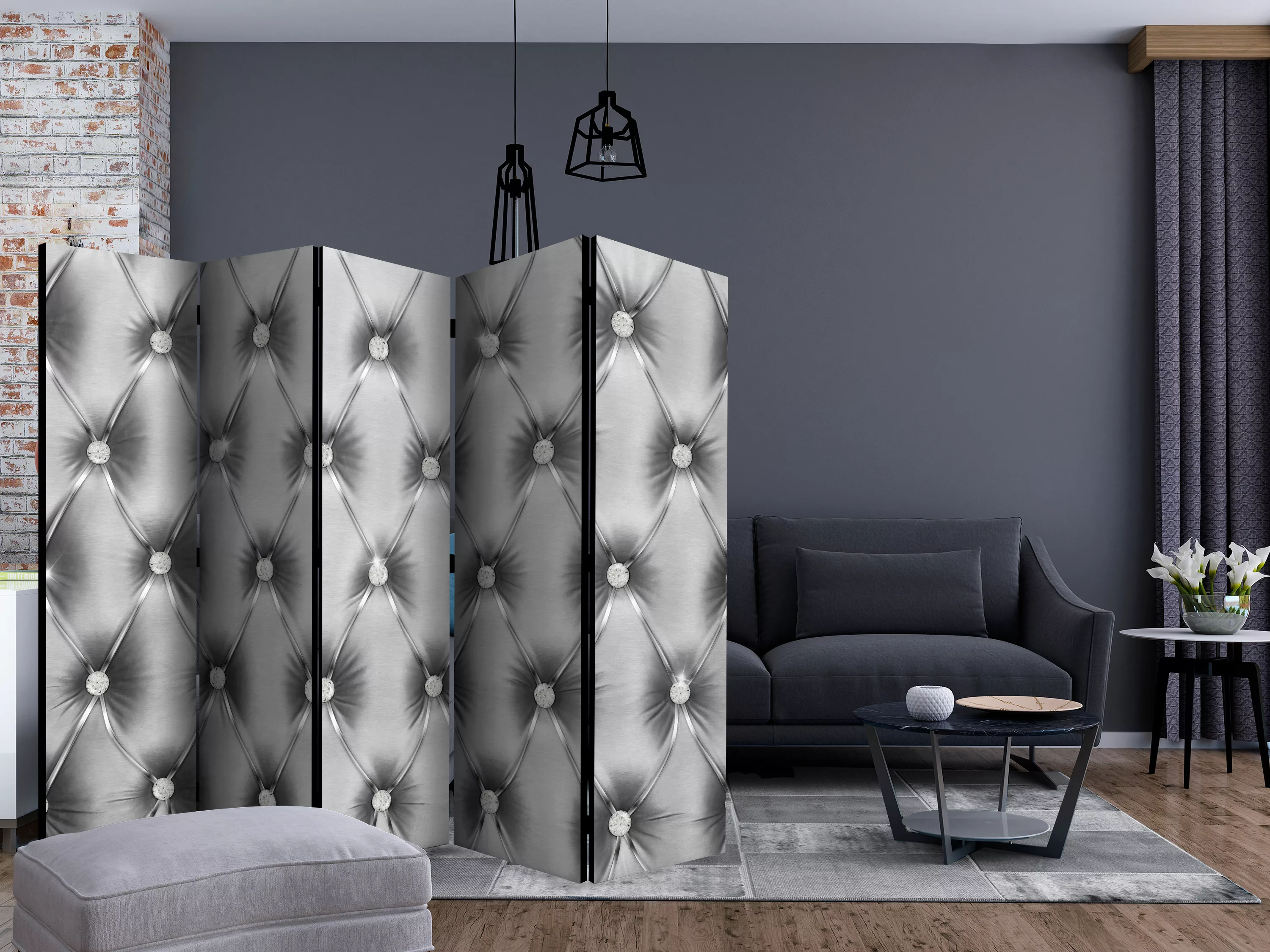 5-teiliges Paravent - Silver Luxury Ii [room Dividers] günstig online kaufen