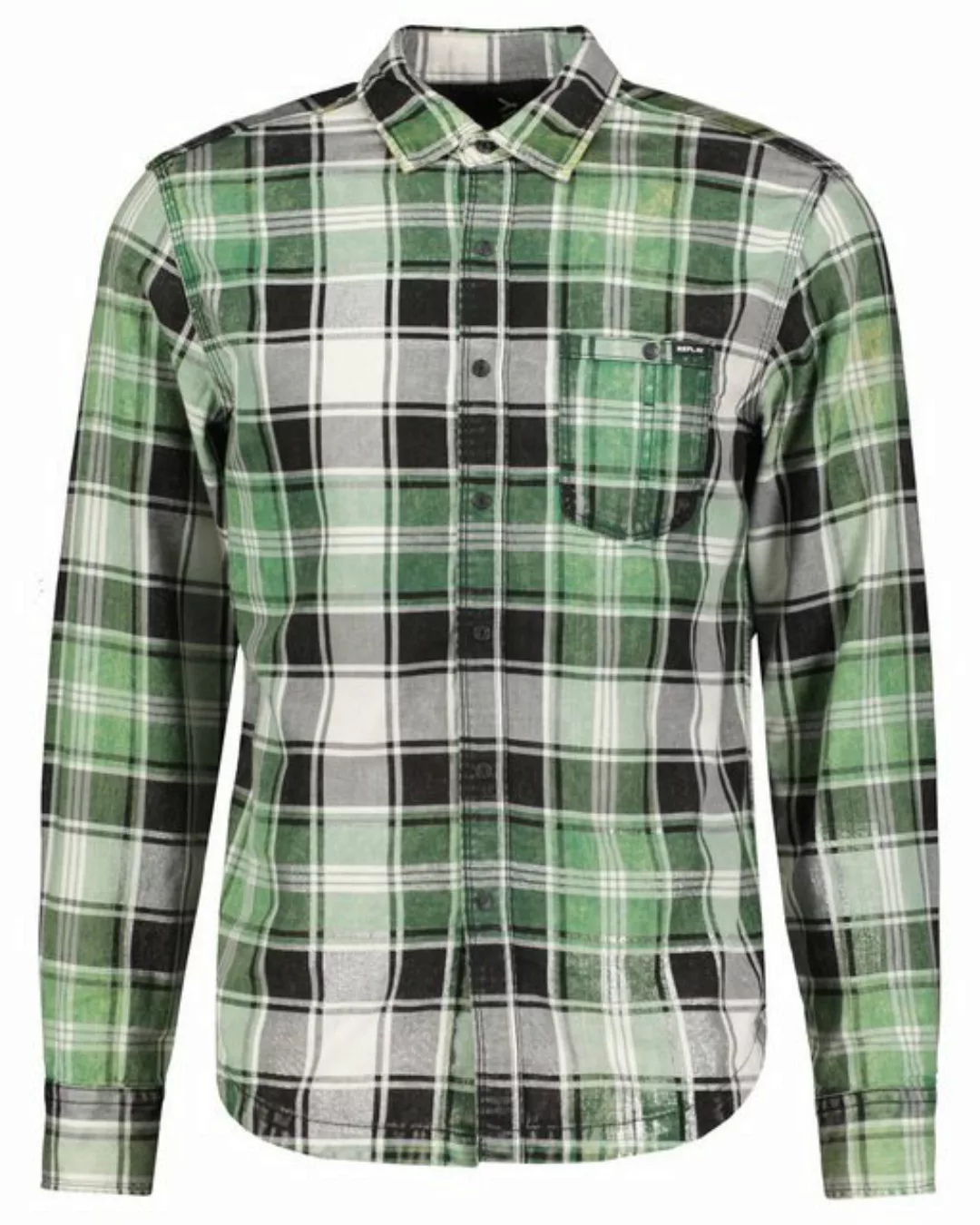 Replay Langarmhemd Herren Hemd aus Baumwolle Langarm (1-tlg) günstig online kaufen