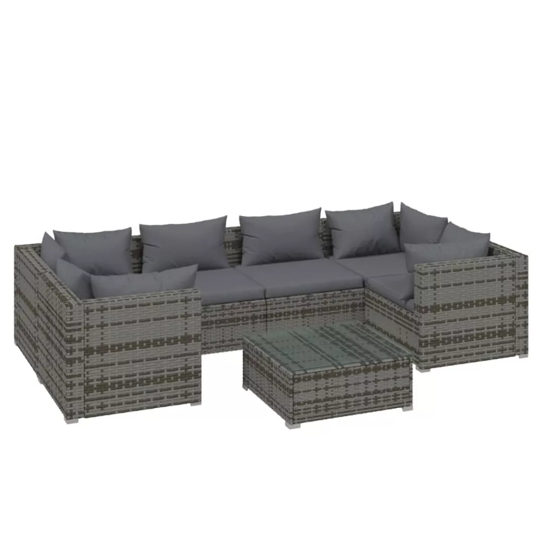 Vidaxl 7-tlg. Garten-lounge-set Mit Kissen Poly Rattan Grau günstig online kaufen