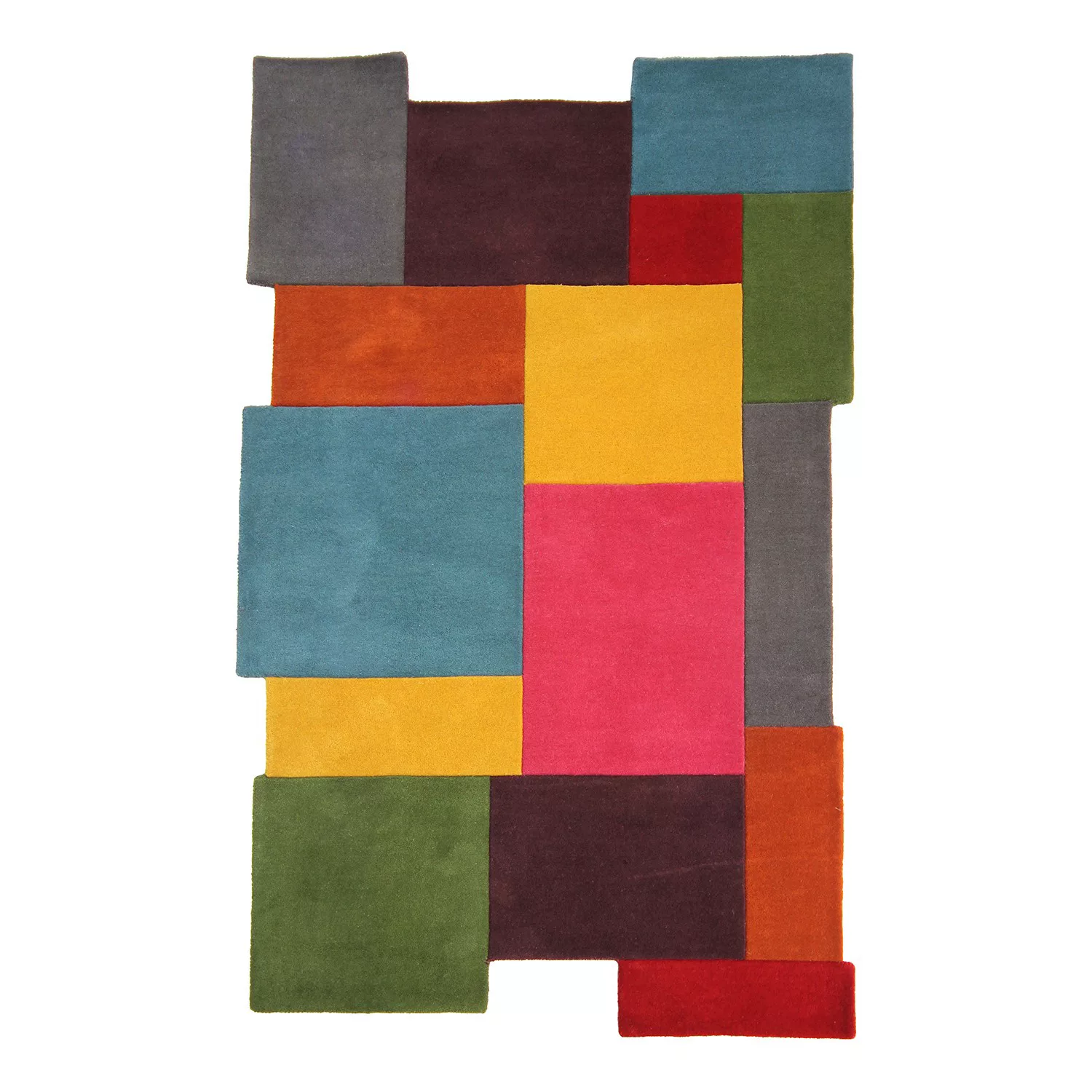 FLAIR RUGS Wollteppich »Abstract Collage«, rechteckig, 100% Wolle, Karo Des günstig online kaufen