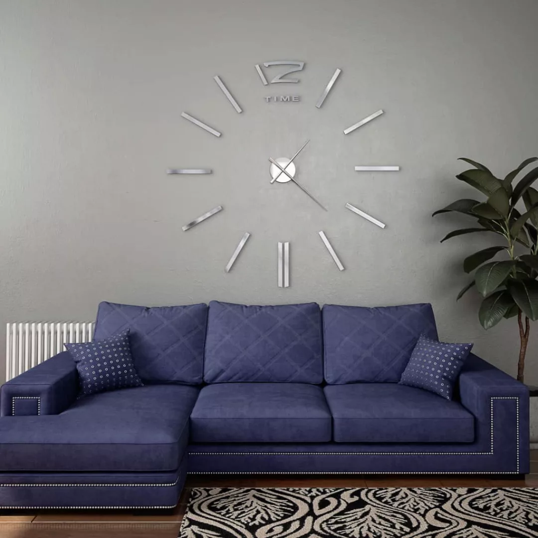 3d-wanduhr Modernes Design 100 Cm Xxl Silbern günstig online kaufen