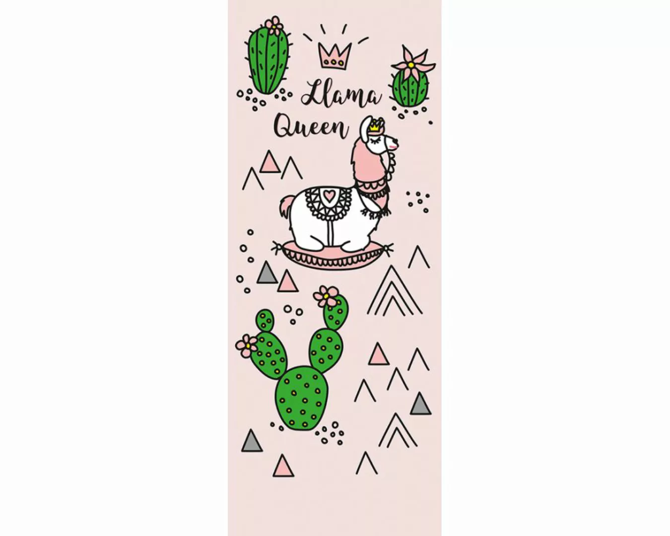 Dekopanel "Cactus Llama" 1,00x2,50 m / Glattvlies Perlmutt günstig online kaufen