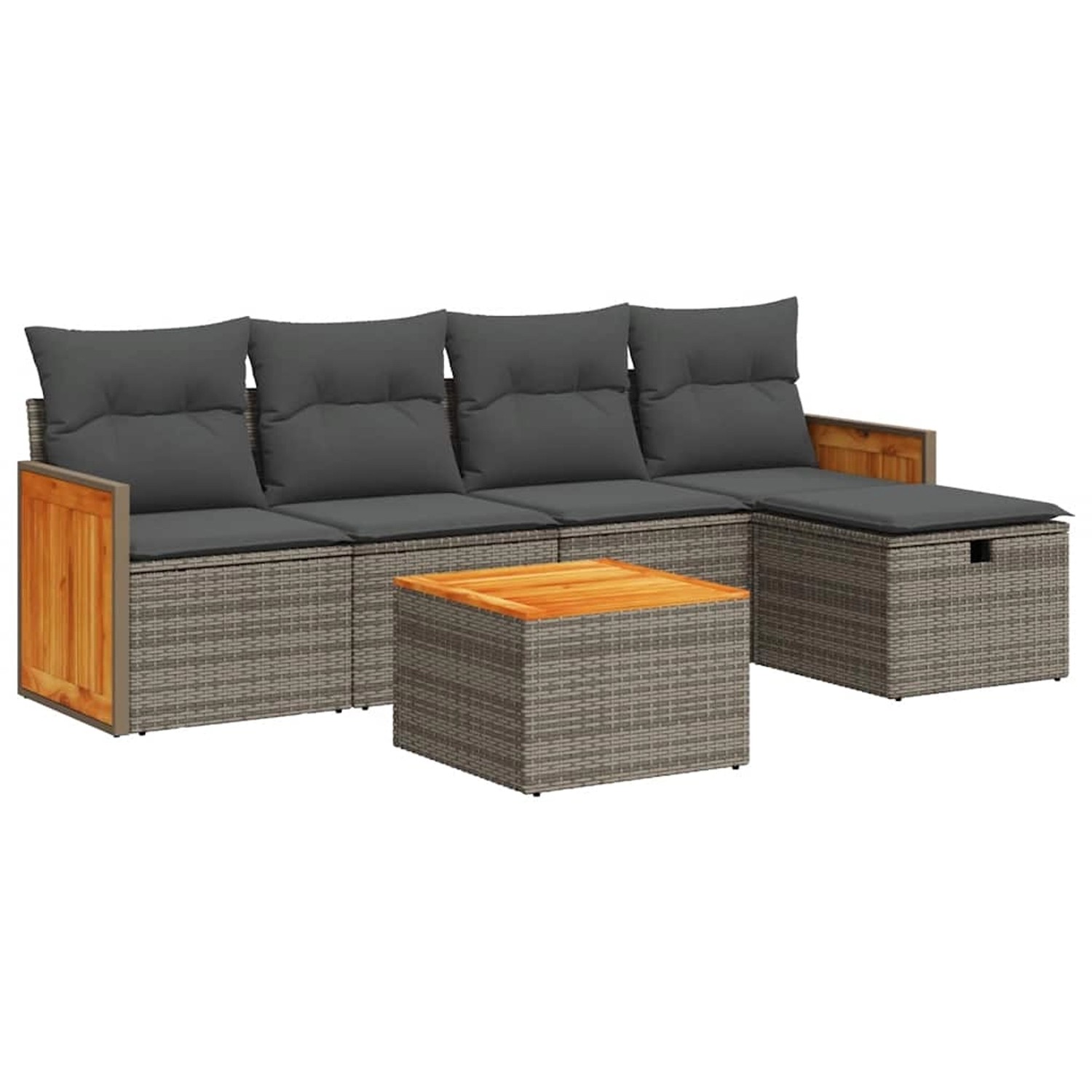 vidaXL 6-Tlg Garten-Sofagarnitur mit Kissen Grau Poly Rattan 3326022 günstig online kaufen