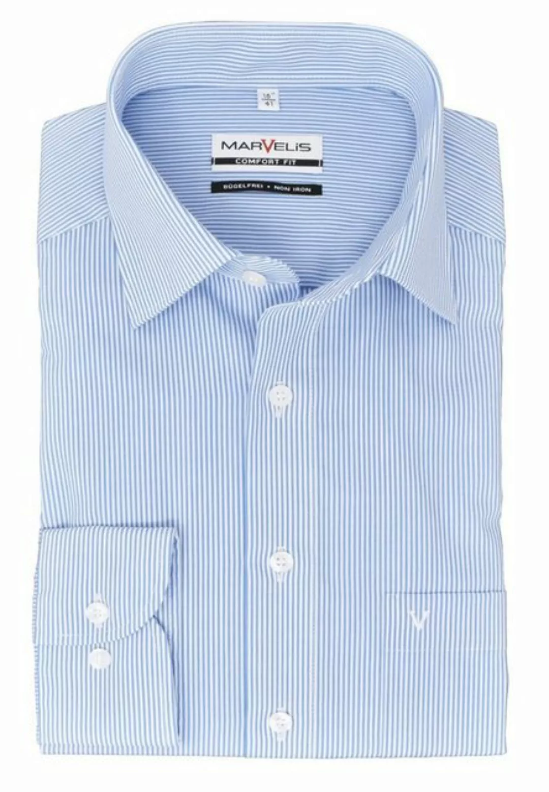 MARVELIS Businesshemd Businesshemd - Comfort Fit - Gestreift - Blau günstig online kaufen