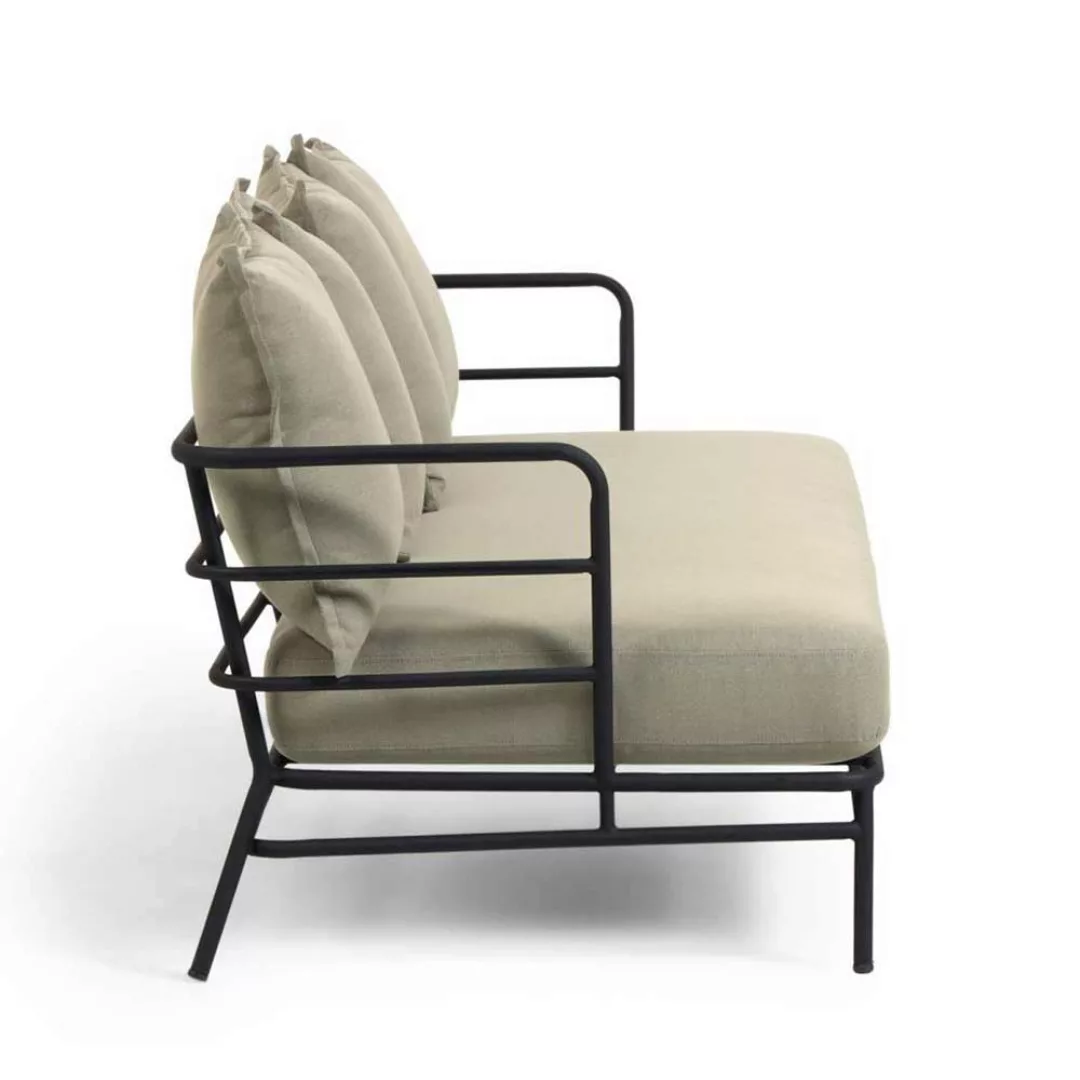 Sofa mit Metallgestell für überdachte Terrasse Beige und Schwarz günstig online kaufen