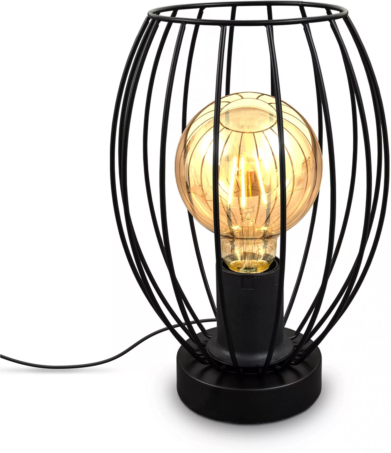 B.K.Licht Tischleuchte schwarz Metall Draht Industrie Nachttischlampe Retro günstig online kaufen