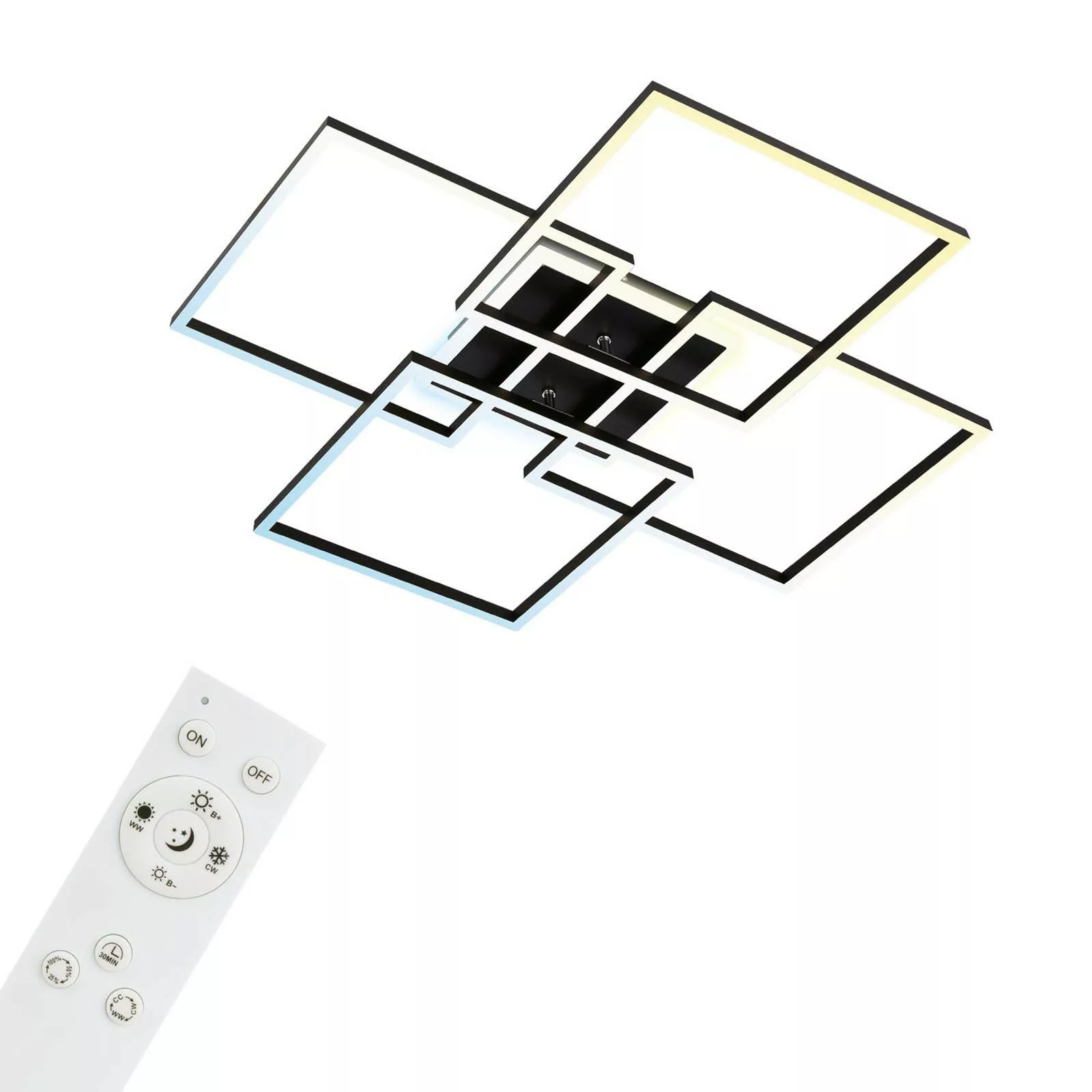 LED-Deckenleuchte Frame S, 72,4x72,4 cm, schwarz günstig online kaufen