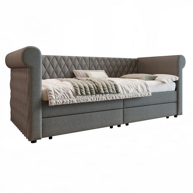 Veepeak Big-Sofa Vintage Kopfteil Polsterbett Sofabett 90x200 cm günstig online kaufen