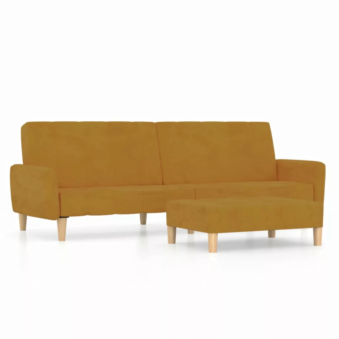 Vidaxl Schlafsofa 2-sitzer Mit Hocker Braun Samt günstig online kaufen