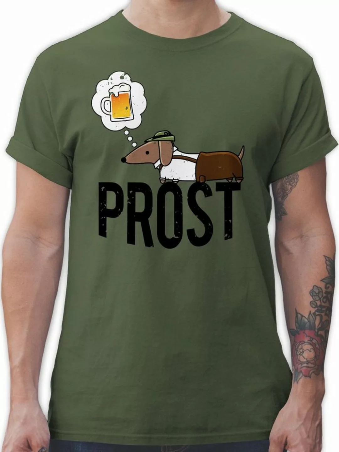 Shirtracer T-Shirt Prost mit Dackel und Bier Vintage Mode für Oktoberfest H günstig online kaufen